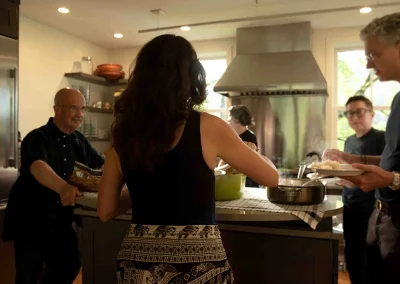 group of residents in kitchen
