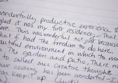 a wonderfully productive experience, letter from guest